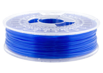 Eine knallig blaue Spule Prima Filaments PETG (Prima PETG von Prima Select)