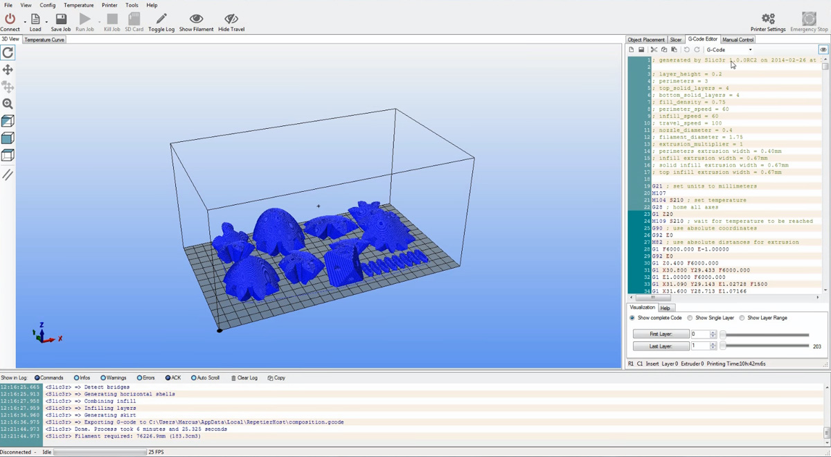 Repetier Host 3D Drucker Software und auch zum Modellieren
